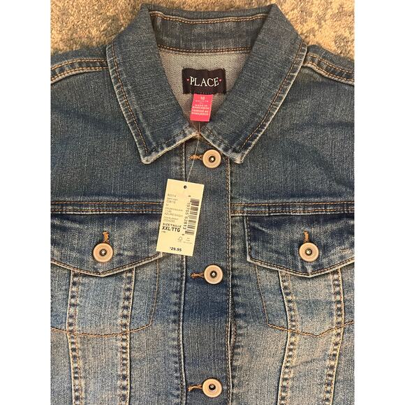 The Children's Place Girl  Basic Denim Jacket Azure Blue Child's Size XXL/16 NWT - Picture 3 of 6